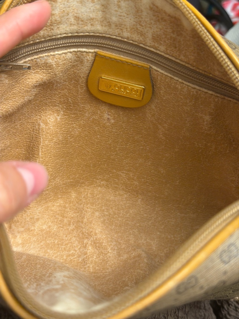Gucci micro Monogram Pouch with Tan Trim - Picture 11 of 14